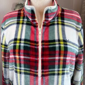 Vineyard Vines Tartan Plaid Teddy Quarter Zip Pullover Women's XL